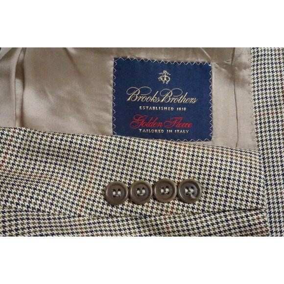 Brooks Brothers Golden Fleece Gun Check Plaid Silk Blend Sport Coat Jacket 45R